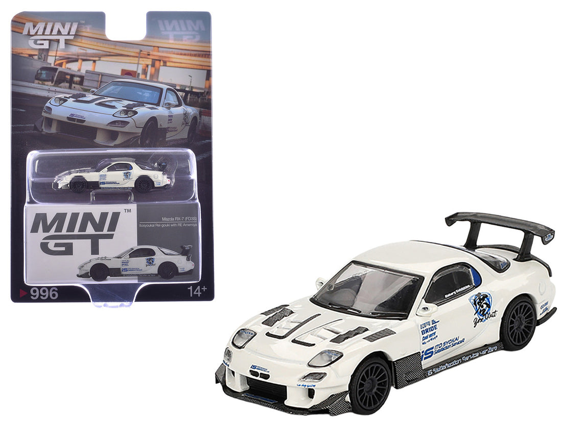 Mazda RX-7 (FD3S) "Itosyoukai Rei-gouki with RE Amemiya" RHD (Right Hand Drive) White with Graphics Limited Edition 1/64 Diecast Model Car by Mini GT-3