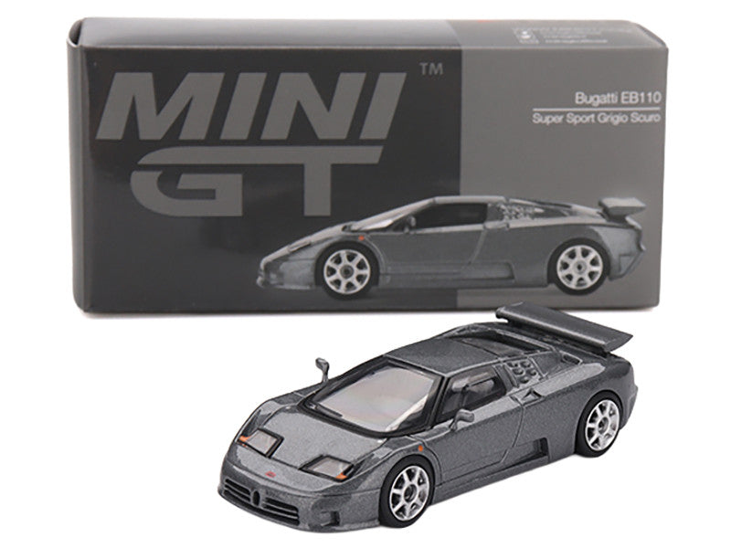 Bugatti EB110 Super Sport Grigio Scuro Dark Gray Metallic Limited Edition 1/64 Diecast Model Car by Mini GT
