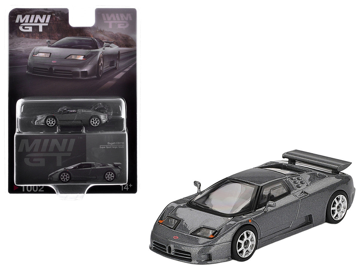Bugatti EB110 Super Sport Grigio Scuro Dark Gray Metallic Limited Edition 1/64 Diecast Model Car by Mini GT 3