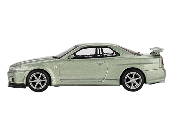 Nissan Skyline GT-R (R34) V-Spec II Nur RHD (Right Hand Drive) Millenium Jade Metallic Limited Edition 1/64 Diecast Model Car by Mini GT-0