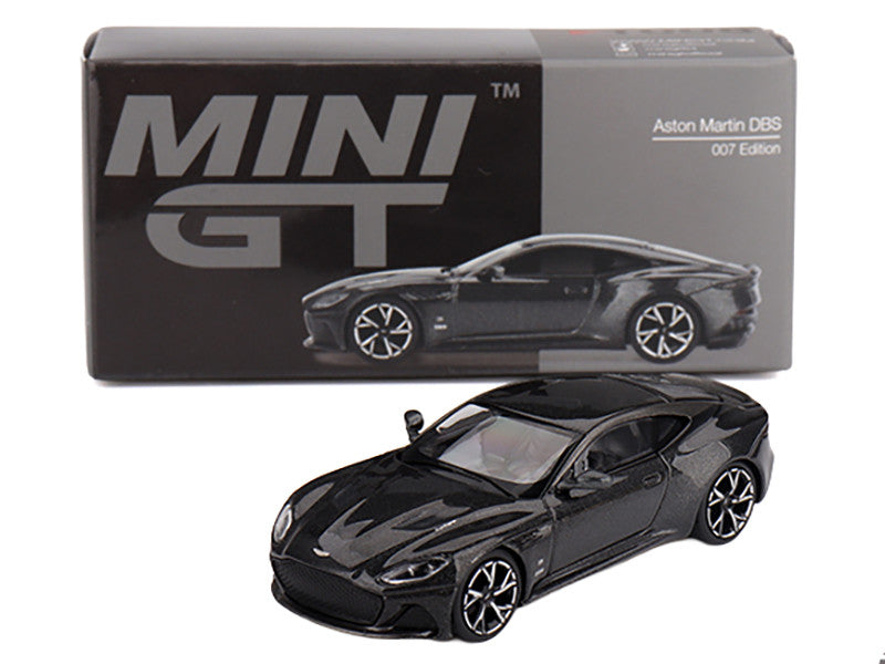 Aston Martin DBS RHD (Right Hand Drive) "007 Edition" Black Metallic Limited Edition 1/64 Diecast Model Car by Mini GT-2
