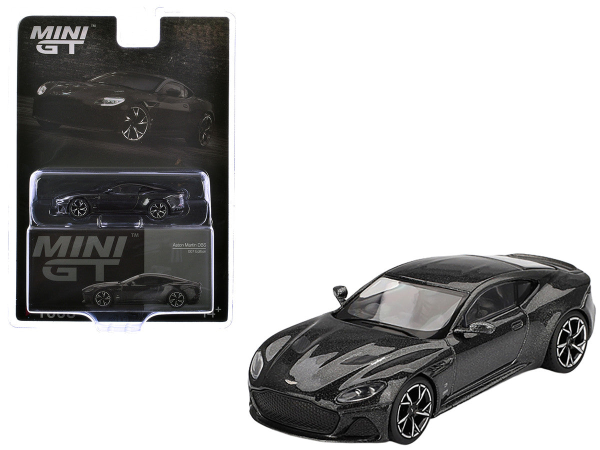 Aston Martin DBS RHD (Right Hand Drive) "007 Edition" Black Metallic Limited Edition 1/64 Diecast Model Car by Mini GT-3