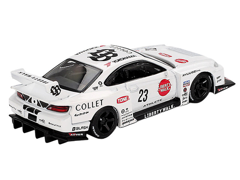 Nissan Silvia (S15) LB-Super Silhouette RHD (Right Hand Drive) #23 "Athlete" White with Graphics Limited Edition 1/64 Diecast Model Car by Mini GT 2