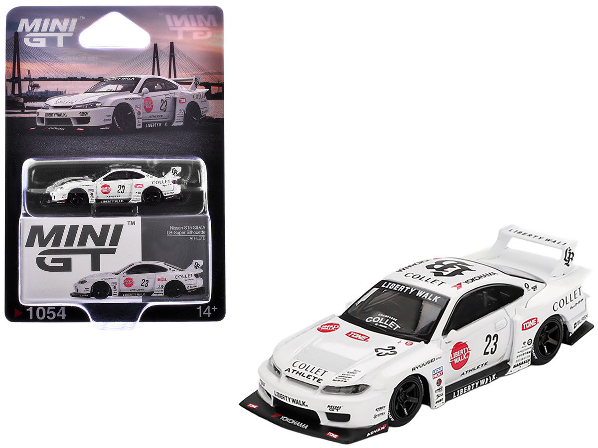Nissan Silvia (S15) LB-Super Silhouette RHD (Right Hand Drive) #23 "Athlete" White with Graphics Limited Edition 1/64 Diecast Model Car by Mini GT 3