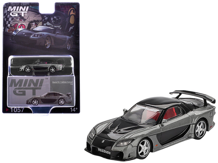 Mazda RX-7 "VeilSide Fortune7" Gray Metallic and Black with Red Interior Limited Edition 1/64 Diecast Model Car by Mini GT-3