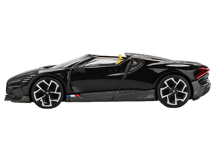 Bugatti W16 Mistral Black with Yellow Interior Limited Edition 1/64 Diecast Model Car by Mini GT-0