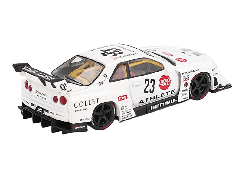 Nissan LB-ER34 Super Silhouette RHD (Right Hand Drive) #23 "ATHLETE - COLLET" White with Graphics Limited Edition 1/64 Diecast Model Car by Mini GT 2