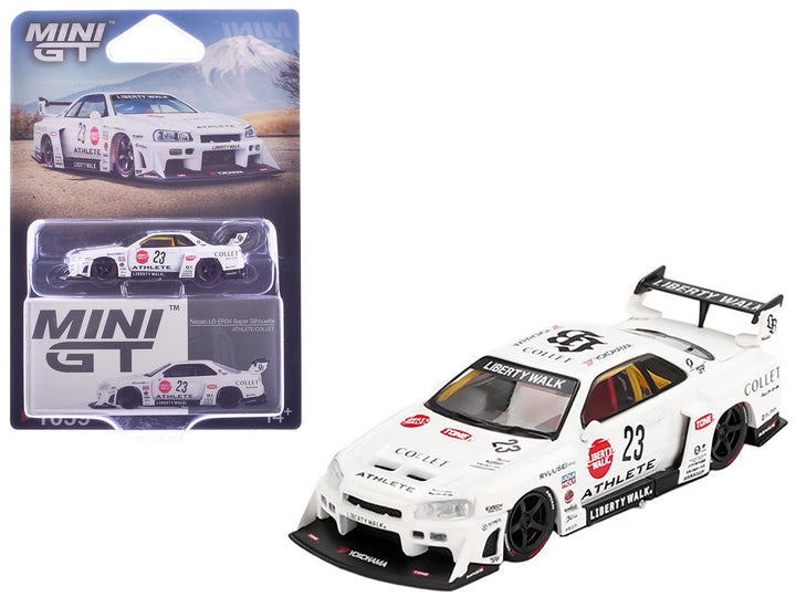 Nissan LB-ER34 Super Silhouette RHD (Right Hand Drive) #23 "ATHLETE - COLLET" White with Graphics Limited Edition 1/64 Diecast Model Car by Mini GT 3