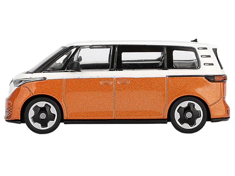 Volkswagen ID.Buzz Van Candy White and Energetic Orange Metallic Limited Edition 1/64 Diecast Model Car by Mini GT-1