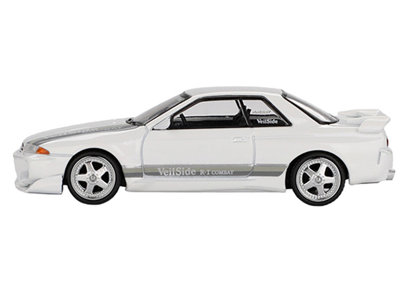 Nissan Skyline GT-R (R32) RHD (Right Hand Drive) "Veilside Combat C-I" White with Gray Stripes Limited Edition 1/64 Diecast Model Car by Mini GT-1