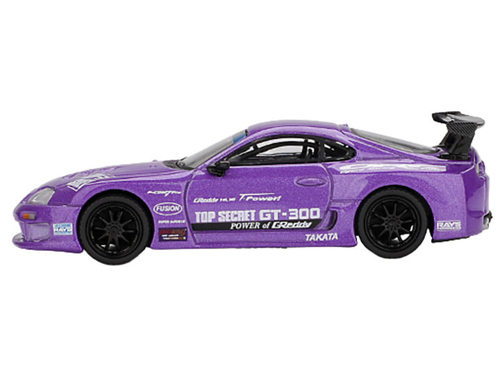 Toyota Supra (A80) "Top Secret GT-300" Top Secret Purple Metallic with Graphics Limited Edition 1/64 Diecast Model Car by Mini GT-0