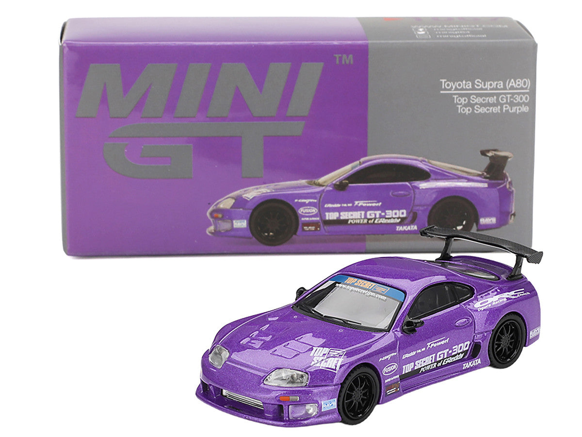 Toyota Supra (A80) "Top Secret GT-300" Top Secret Purple Metallic with Graphics Limited Edition 1/64 Diecast Model Car by Mini GT-2