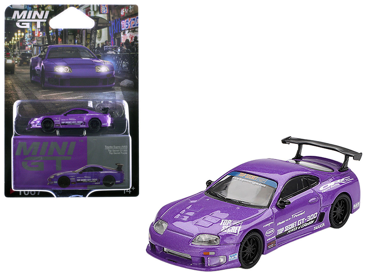 Toyota Supra (A80) "Top Secret GT-300" Top Secret Purple Metallic with Graphics Limited Edition 1/64 Diecast Model Car by Mini GT-3