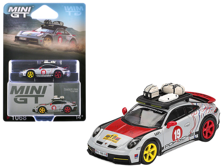 Porsche 911 Dakar #19 "Uncle Rally" Gray with Graphics and Roof Rack Limited Edition 1/64 Diecast Model Car by Mini GT-0