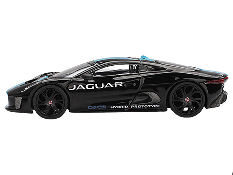 Jaguar C-X75 Black with Light Blue Stripe Limited Edition 1/64 Diecast Model Car by Mini GT-0