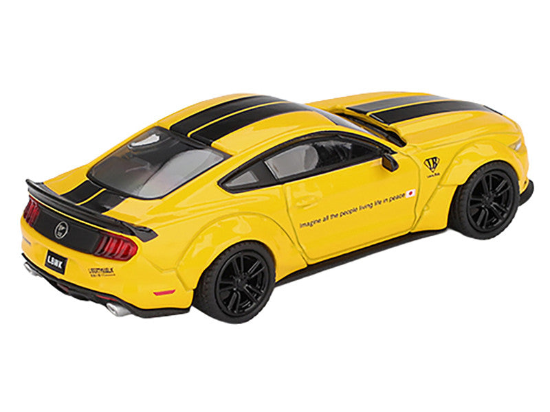 Ford Mustang "LB-Works" Triple Yellow with Black Stripes Limited Edition 1/64 Diecast Model Car by Mini GT-2