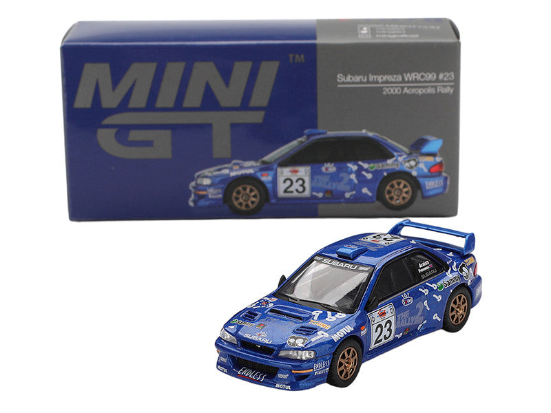 Subaru Impreza WRC99 #23 Richard Burns - Roger Freeman "Acropolis Rally" (2000) Limited Edition 1/64 Diecast Model Car by Mini GT-1
