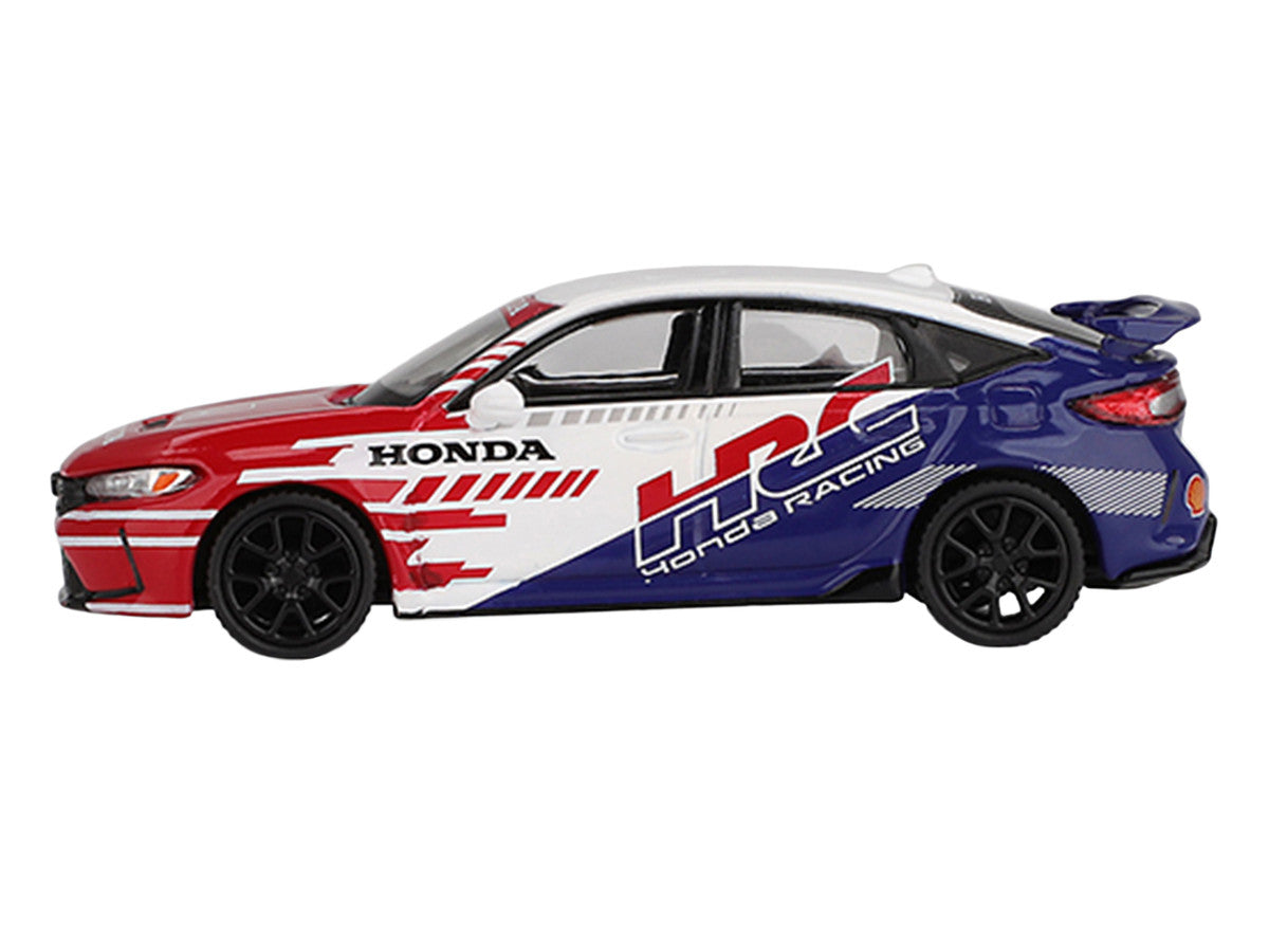 Honda Civic TYPE R "2024 Pace Car HRC" White with Red and Blue Graphics Limited Edition 1/64 Diecast Model Car by Mini GT 2