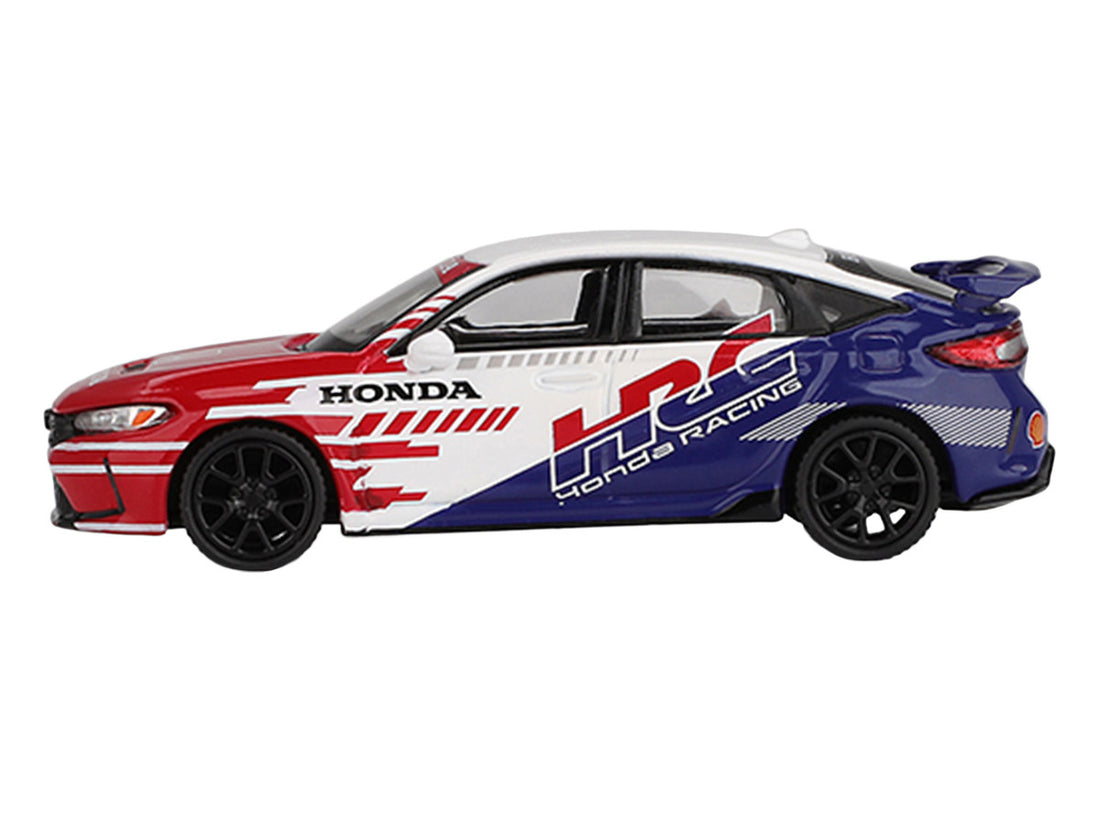 Honda Civic TYPE R "2024 Pace Car HRC" White with Red and Blue Graphics Limited Edition 1/64 Diecast Model Car by Mini GT 2