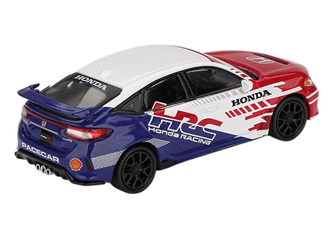 Honda Civic TYPE R "2024 Pace Car HRC" White with Red and Blue Graphics Limited Edition 1/64 Diecast Model Car by Mini GT 3