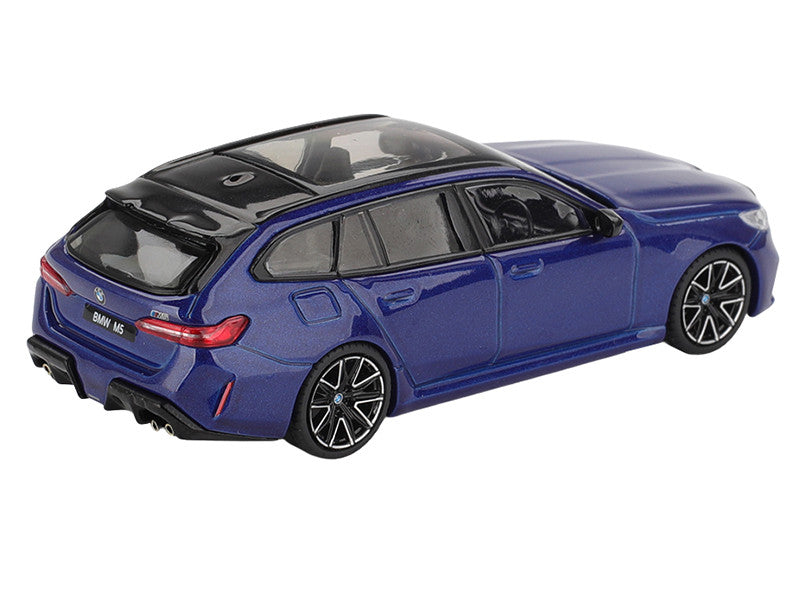 BMW M5 Touring Marina Bay Blue Metallic with Black Top and Sun Roof Limited Edition 1/64 Diecast Model Car by Mini GT 3