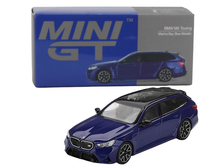 BMW M5 Touring Marina Bay Blue Metallic with Black Top and Sun Roof Limited Edition 1/64 Diecast Model Car by Mini GT 2