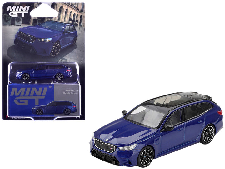 BMW M5 Touring Marina Bay Blue Metallic with Black Top and Sun Roof Limited Edition 1/64 Diecast Model Car by Mini GT 4