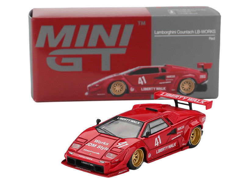 Lamborghini Countach LB-WORKS #41 Red Limited Edition 1/64 Diecast Model Car by Mini GT 2