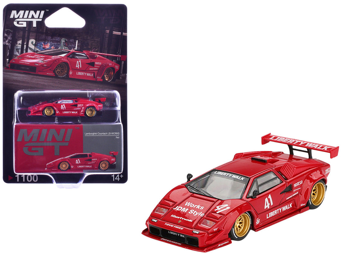 Lamborghini Countach LB-WORKS #41 Red Limited Edition 1/64 Diecast Model Car by Mini GT 3