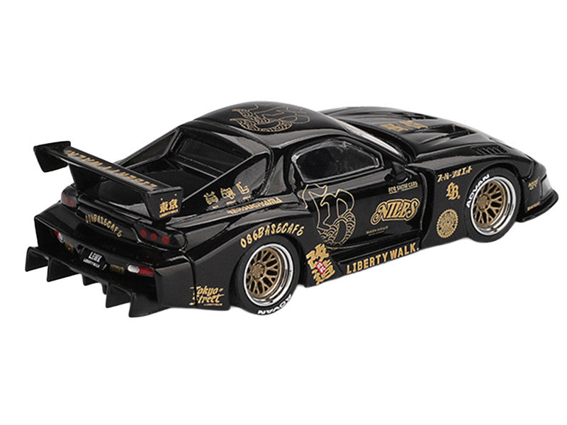Mazda RX-7 LB-Super Silhouette "FD-NILES" Black with Gold Graphics Limited Edition 1/64 Diecast Model Car by Mini GT 2