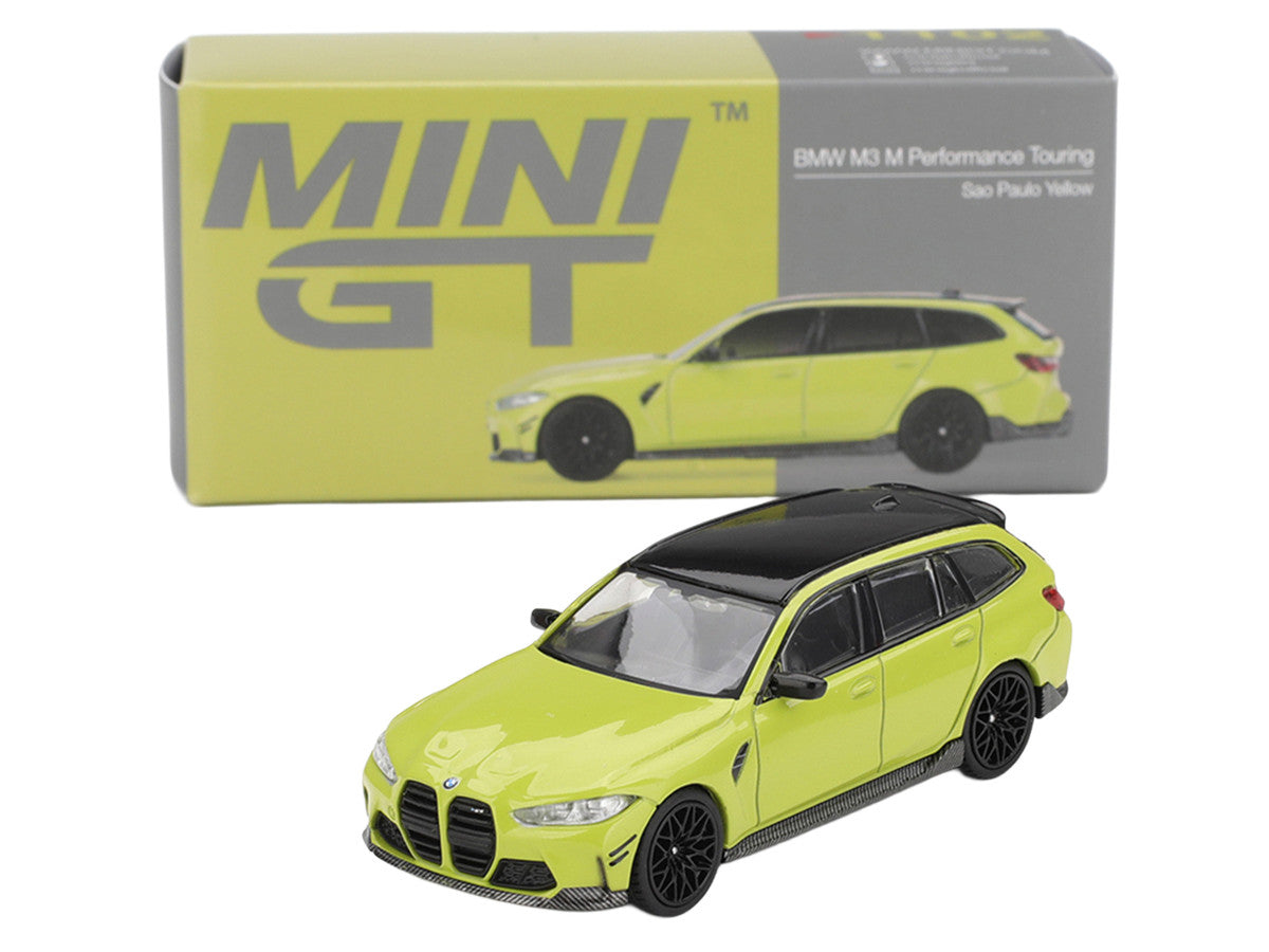 BMW M3 M Performance Touring Sao Paulo Yellow with Black Top Limited Edition 1/64 Diecast Model Car by Mini GT-2