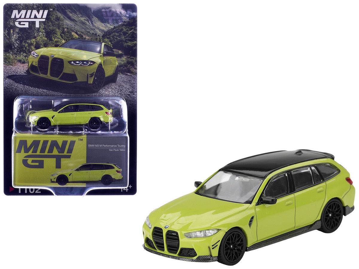 BMW M3 M Performance Touring Sao Paulo Yellow with Black Top Limited Edition 1/64 Diecast Model Car by Mini GT-3