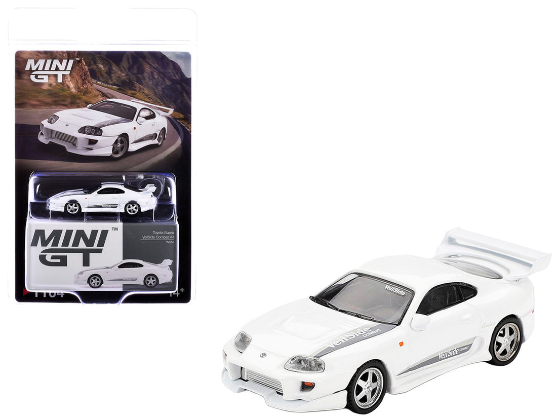 Mini GT VeilSide Toyota Supra Combat V-II white model with packaging
