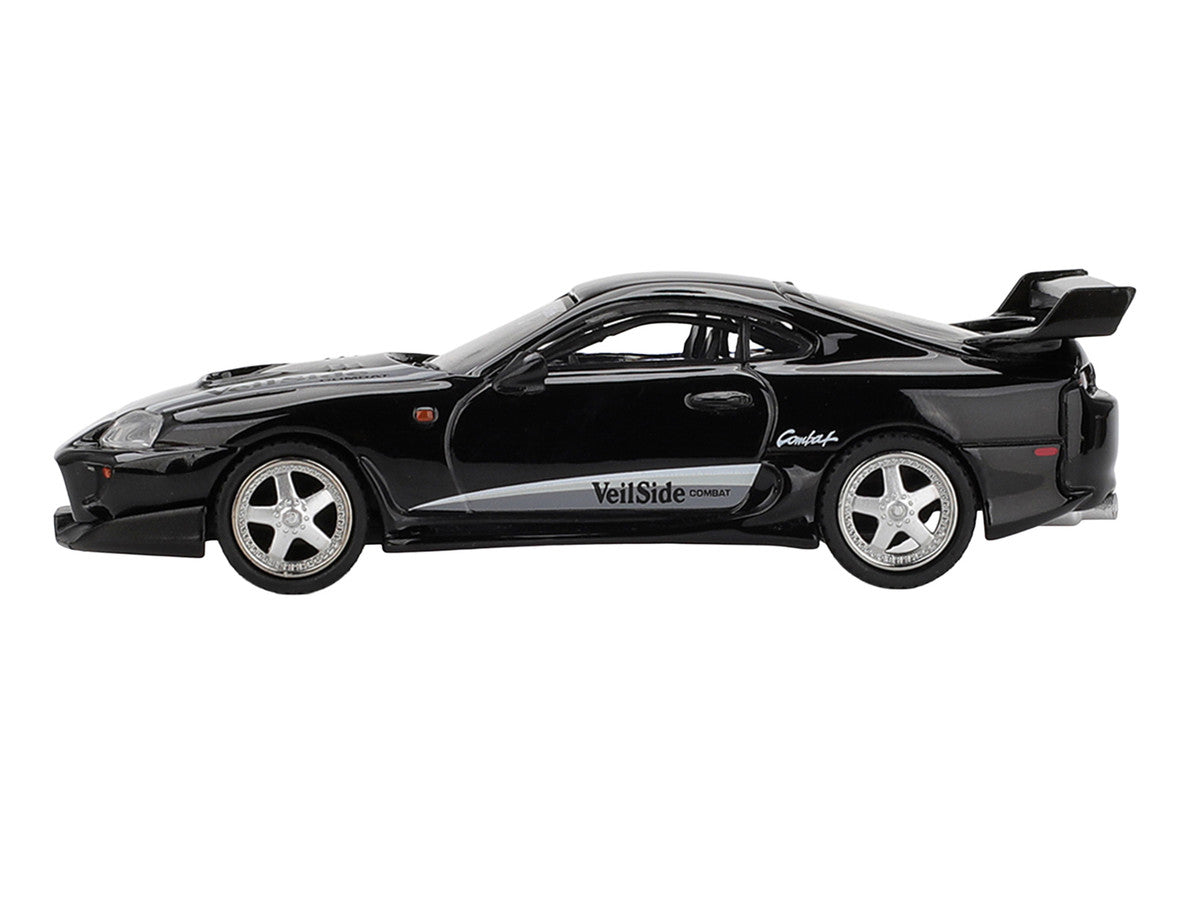 Black Toyota Supra VeilSide Combat V-II side view 1:64 diecast