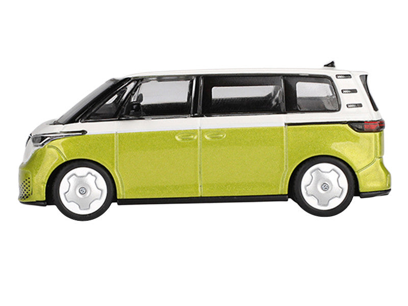 Volkswagen ID. Buzz Van Pomelo Yellow Metallic and Candy White Limited Edition 1/64 Diecast Model Car by Mini GT 2