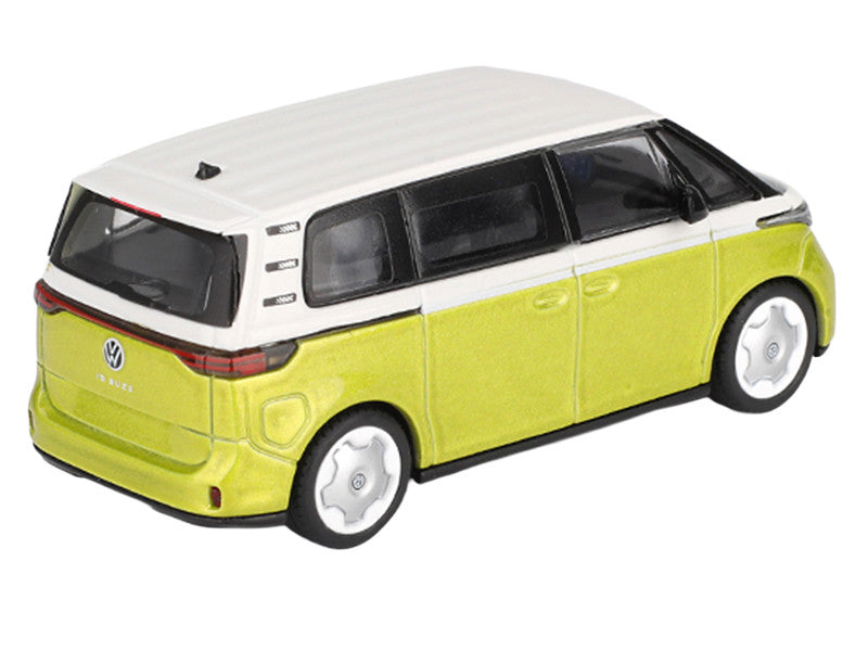 Volkswagen ID. Buzz Van Pomelo Yellow Metallic and Candy White Limited Edition 1/64 Diecast Model Car by Mini GT 3