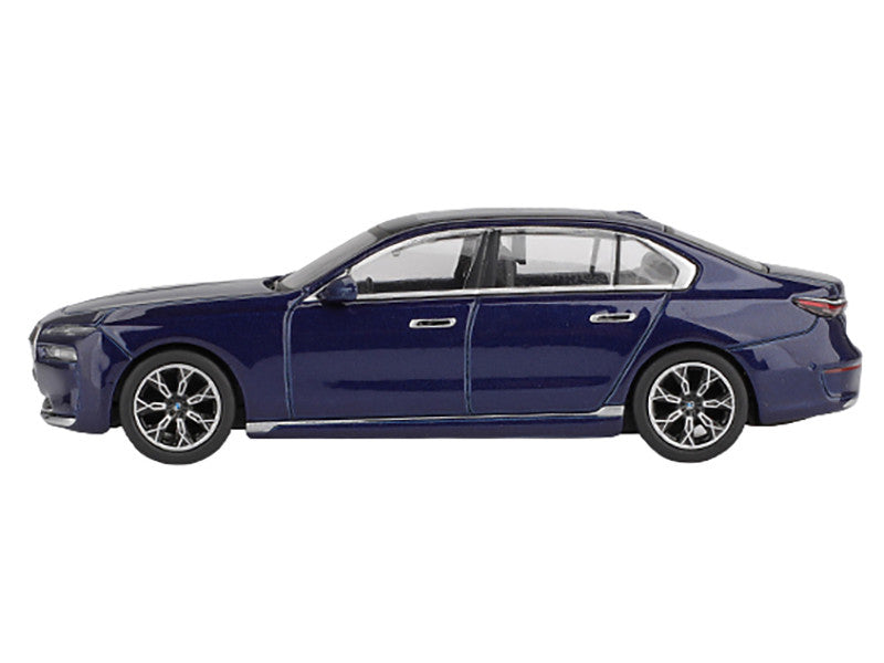 BMW i7 xDrive60 Tanzanite Blue Metallic with Sun Roof Limited Edition 1/64 Diecast Model Car by Mini GT-0