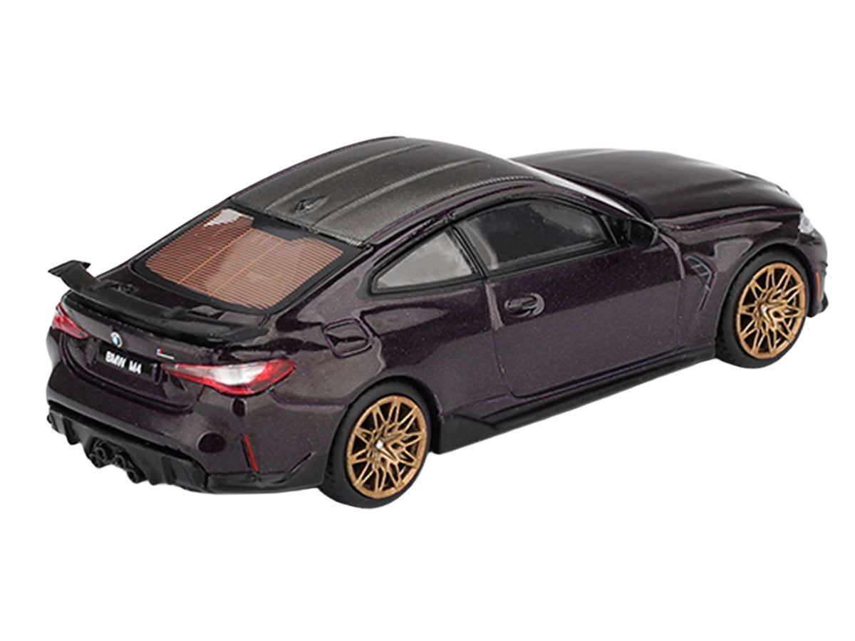 BMW M4 M-Performance 1/64 diecast car rear view Daytona Violet