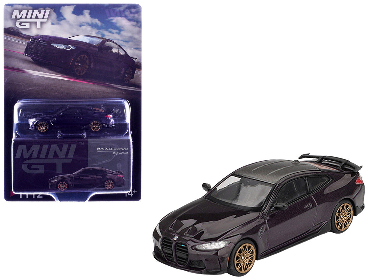 Mini GT BMW M4 Daytona Violet Metallic collectible model packaging