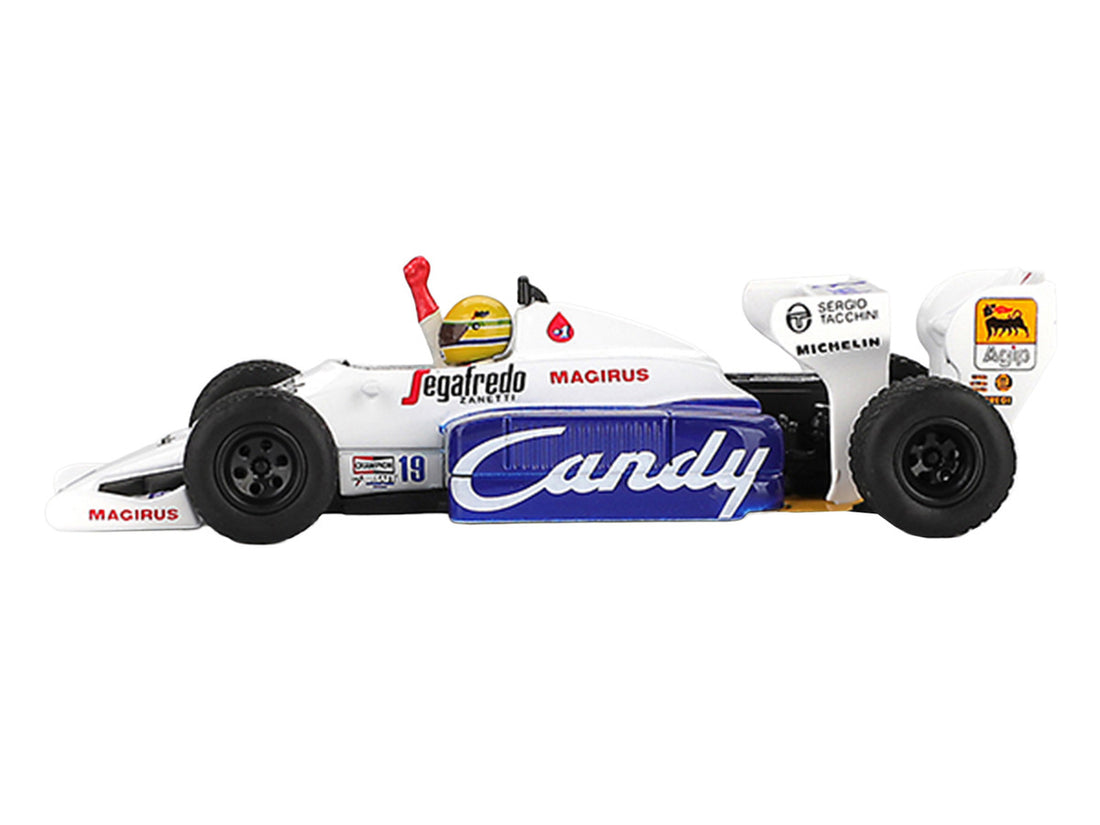 Toleman TG184 #19 Ayrton Senna 2nd Place Formula One F1 "Monaco GP" (1984) with Driver Figure Limited Edition 1/64 Diecast Model Car by Mini GT-2