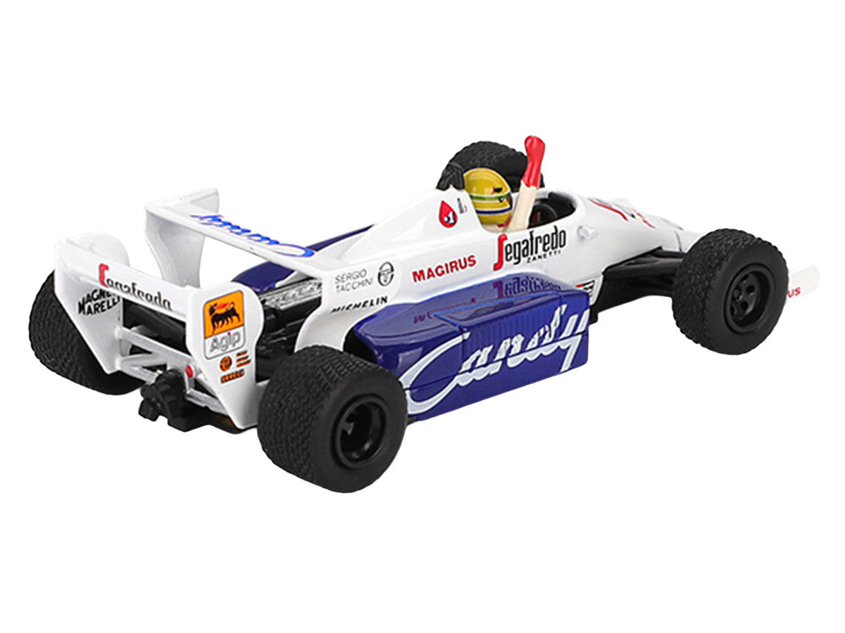 Toleman TG184 #19 Ayrton Senna 2nd Place Formula One F1 "Monaco GP" (1984) with Driver Figure Limited Edition 1/64 Diecast Model Car by Mini GT-3