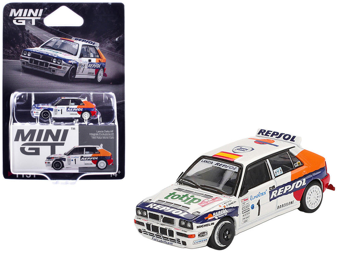 Lancia Delta HF Integrale Evoluzione #1 Carlos Sainz - Luis Moya "Rallye Monte-Carlo" (1993) Limited Edition 1/64 Diecast Model Car by Mini GT 2