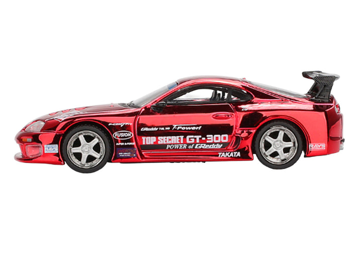 Toyota Supra A80 Top Secret GT-300 RHD red chrome 1:64 diecast by Mini GT