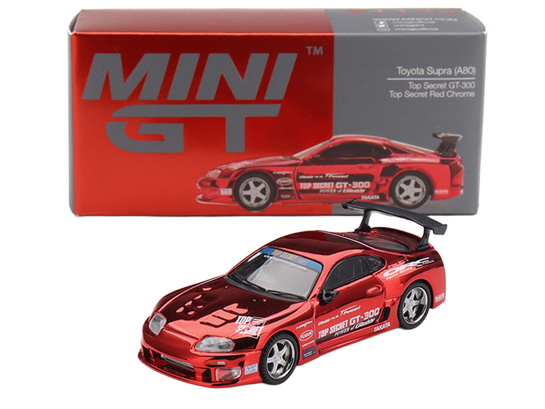 Toyota Supra (A80) Top Secret GT-300 RHD (Right Hand Drive) Red Chrome Limited Edition 1/64 Die Cast Model Car by Mini GT-1