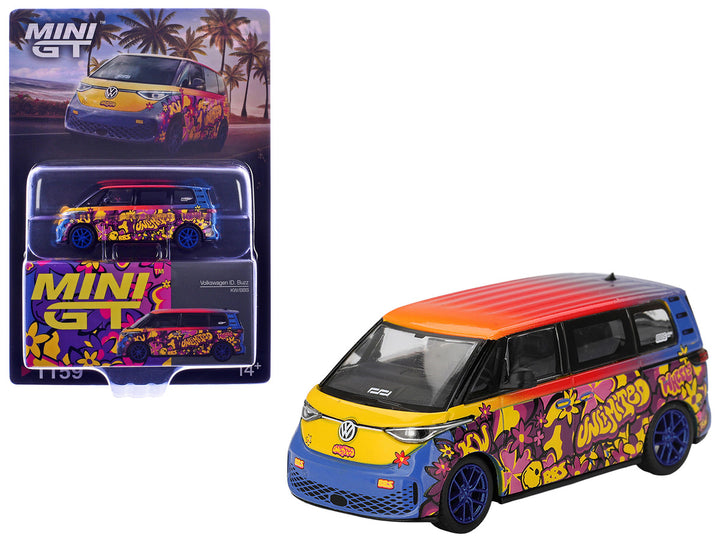 Mini GT Volkswagen ID. Buzz KW BBS Floral Graffiti 1:64 diecast model and blister packDiecast Model Car by Mini GT-0