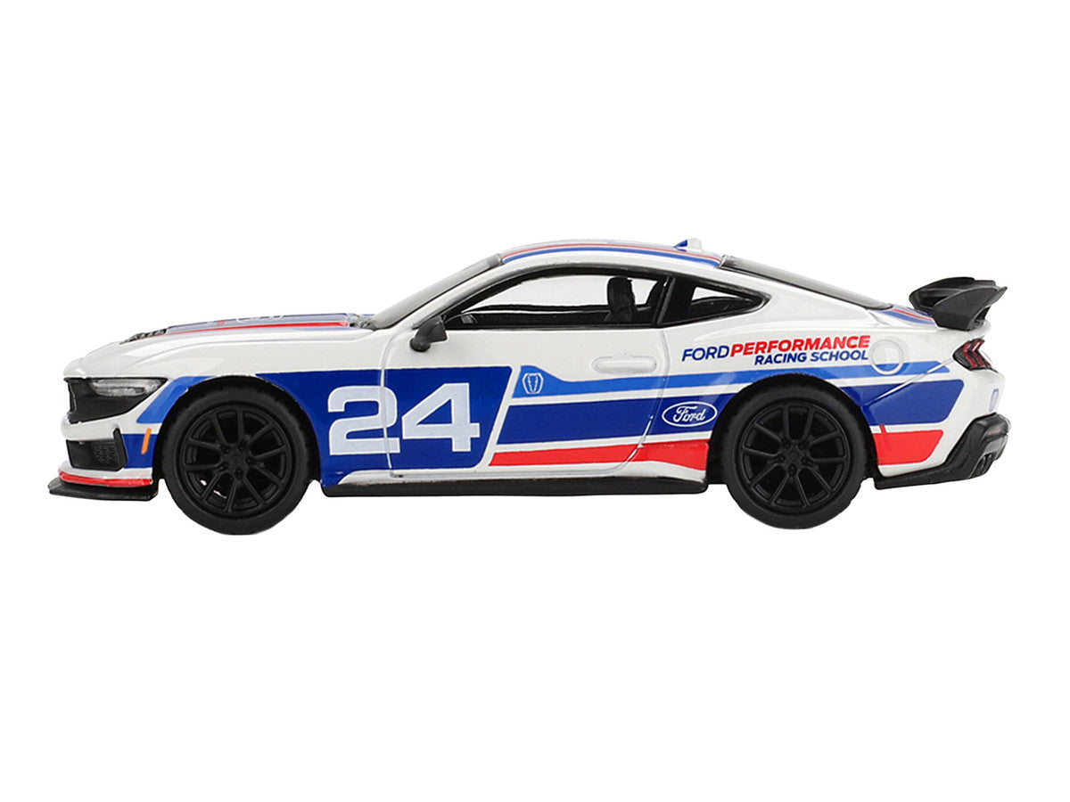 Ford Mustang Dark Horse #24 "Ford Performance Racing School" White with Red and Blue Graphics Limited Edition 1/64 Diecast Model Car by Mini GT-2