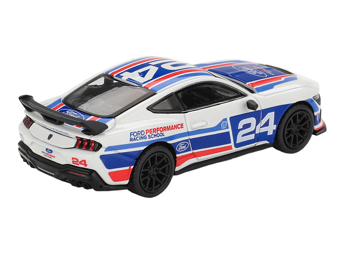 Ford Mustang Dark Horse #24 "Ford Performance Racing School" White with Red and Blue Graphics Limited Edition 1/64 Diecast Model Car by Mini GT-3