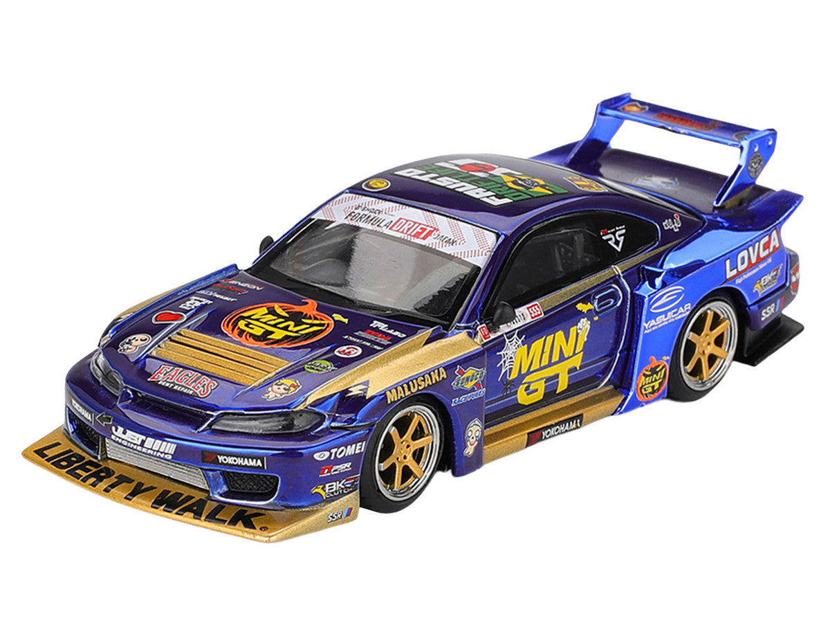 Nissan Silvia S15 Liberty Walk #555 Formula Drift Mini GT front three-quarter view