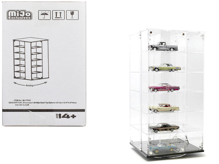 Showcase 24 Car Display Desktop Spinner with Cover "Mijo Exclusives" for 1/64 Scale Models-0