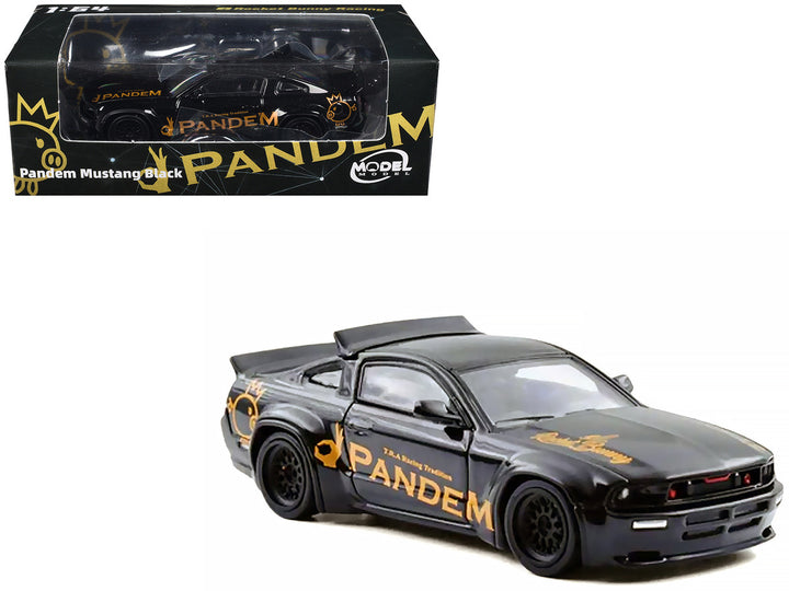 Pandem Mustang Black with Gold Graphics 1/64 diecast model by Model Model in original collector packaging.